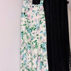 Old Navy Fit & Flare Linen-Blend Floral Midi Dress - Large